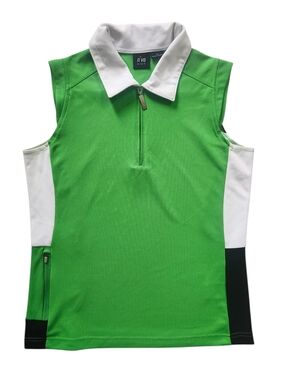NVO by Lanctôt Sleeveless Golf Polo Women's Small Green Colorblock 1/4 Zip